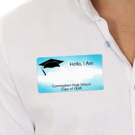 Class Reunion Blue Watercolor Namn bricka Fraktsedel