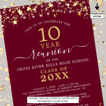 Class Reunion Burgundy Guld Stars Ljus varje år