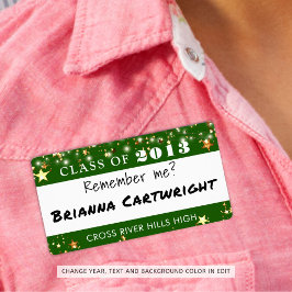 Class Reunion Grönt Guld Stars Namn bricka Fraktsedel