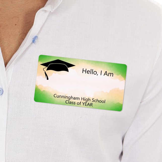 Class Reunion Grönt Watercolor Namn bricka Fraktsedel (Skapare uppladdad)