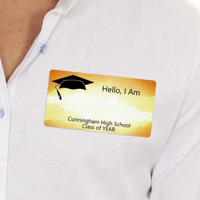 Class Reunion Guld Watercolor Namn bricka Fraktsedel (Skapare uppladdad)