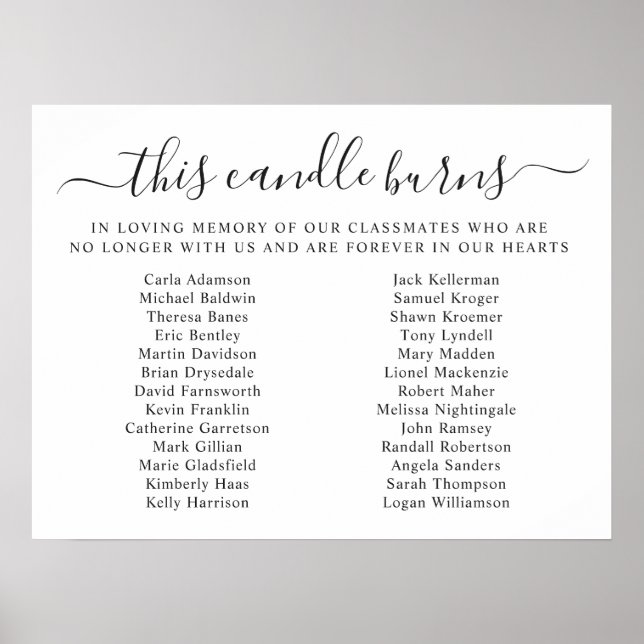 Class Reunion In Memory This Candle Burns Poster (Framsidan)