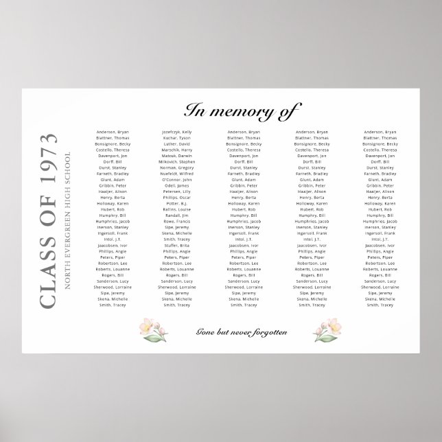 Class Reunion Memorial Up to 150 Names Poster (Framsidan)