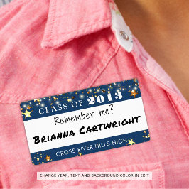 Class Reunion Namn bricka Guld Stars Blue Anpassni Fraktsedel