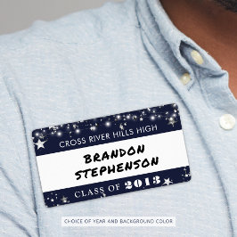 Class Reunion Navy Blue Stars Namn bricka Fraktsedel