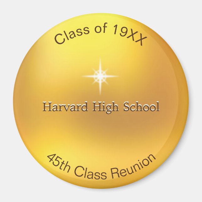 Class Reunion on Golden Gift Favor Magnet (Framsidan)