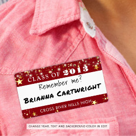 Class Reunion Red Guld Stars Namn bricka Fraktsedel