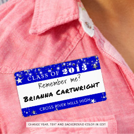 Class Reunion Royal Blue Silver Namn bricka Fraktsedel