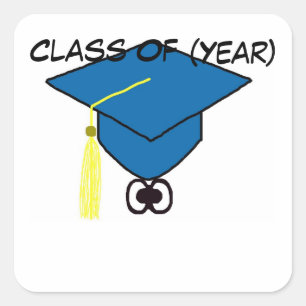 Class Reunion Studentmössa Stickers, Namn bricka Fyrkantigt Klistermärke