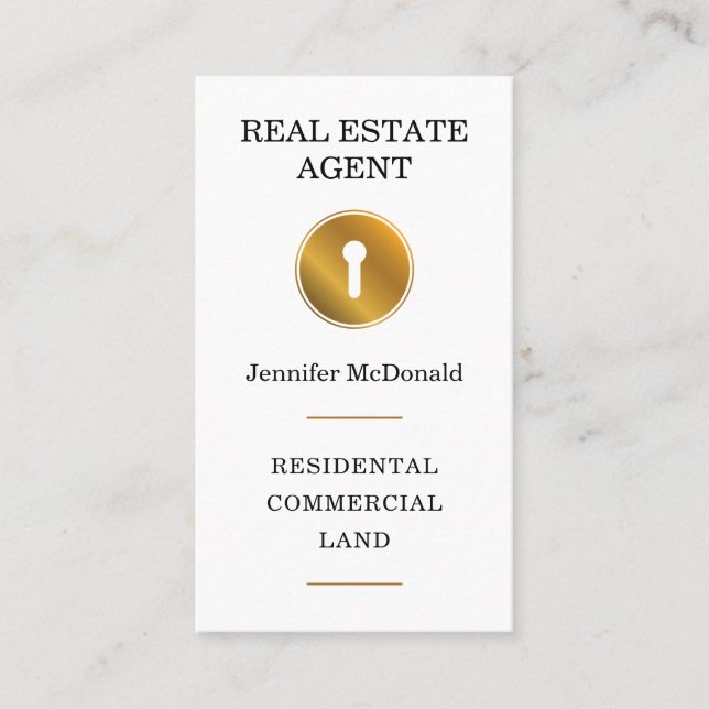 Classay-eleganten, gyllene nyckelhål  visitkort (Framsida)