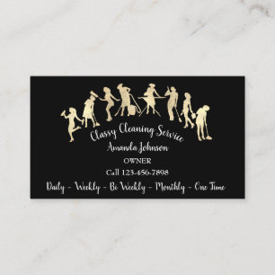 Classay Städning Services Guld Logotyp Maid Black Visitkort