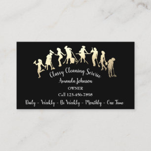 Classay Städning Services Guld Logotyp Maid Black Visitkort