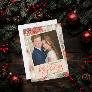 Classi vår första fotografi med gift och God jul Julkort