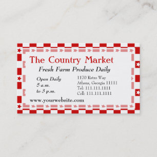 ClassiAmerican Red and White Farm House Gingham Visitkort