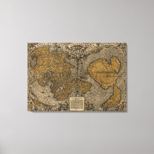 Classic 1531 Antique World Map by Oronce Bra Canvastryck