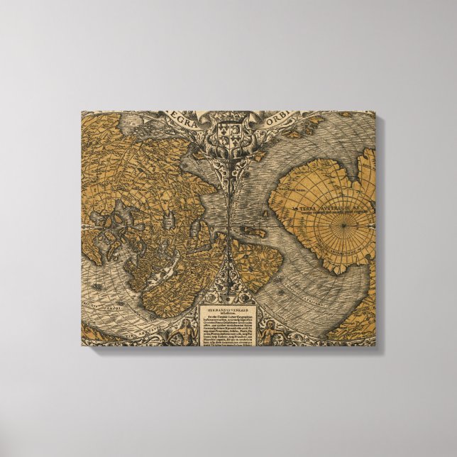 Classic 1531 Antique World Map by Oronce Bra Canvastryck (Framsida)