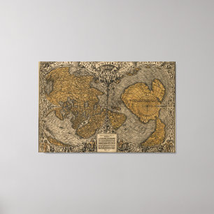 Classic 1531 Antique World Map by Oronce Bra Canvastryck