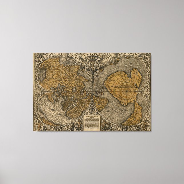 Classic 1531 Antique World Map by Oronce Bra Canvastryck (Framsida)
