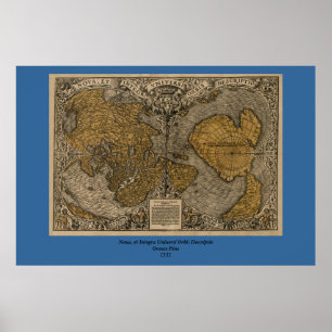 Classic 1531 Antique World Map by Oronce Bra Poster