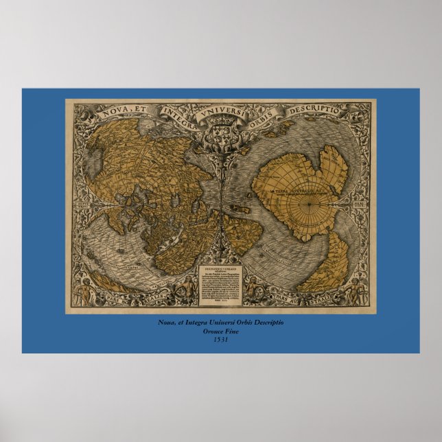 Classic 1531 Antique World Map by Oronce Bra Poster (Framsidan)