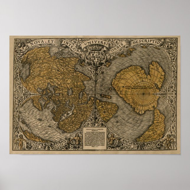 Classic 1531 Antique World Map by Oronce Bra Poster (Framsidan)