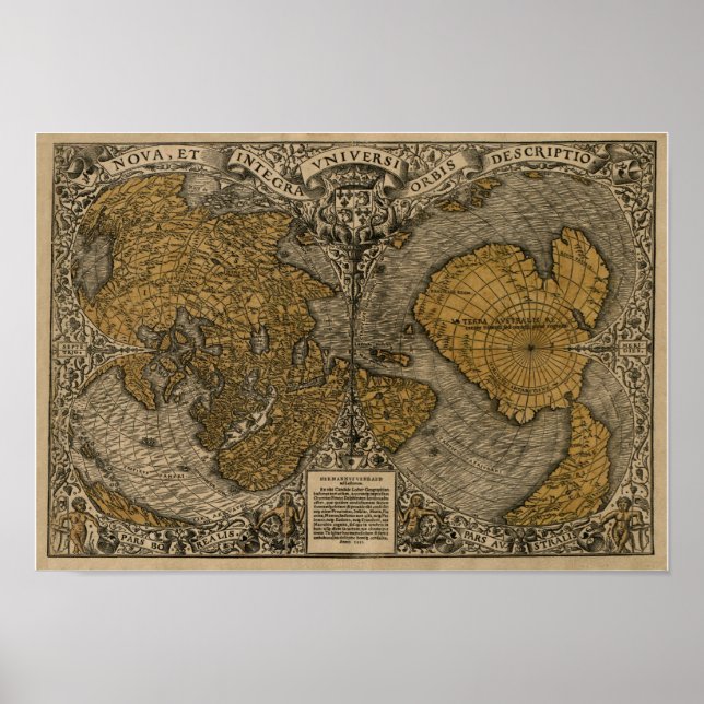 Classic 1531 Antique World Map by Oronce Bra Poster (Framsidan)