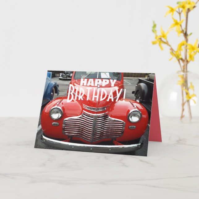 Classic 1941 Chevy Coupe Birthday Kort (Gul blomma)