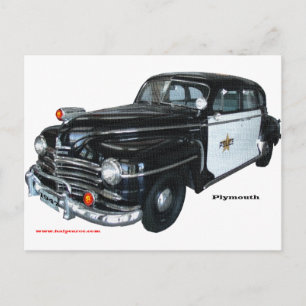 Classic_1947_Plymouth_Police_Car_Texturized Vykort
