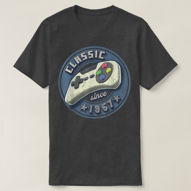 Classic 1957 65th Birthday Retro Video Game Contro T Shirt (Design framsida)