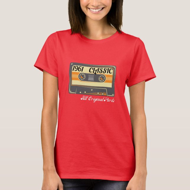 Classic 1961 Retro Cassette Edition T Shirt (Framsida)