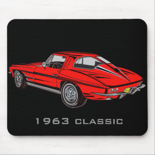 Classic 1963 Red Corvette Design Mousepad Musmatta