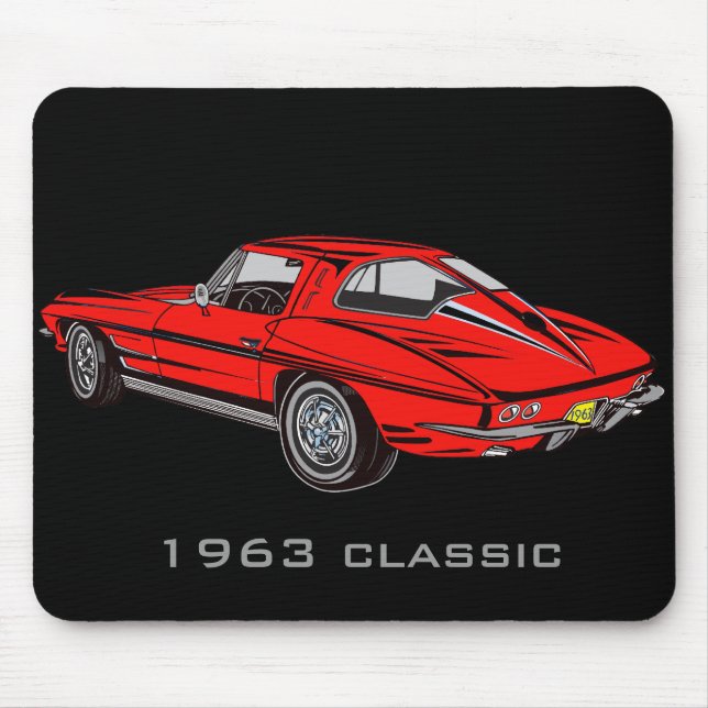 Classic 1963 Red Corvette Design Mousepad Musmatta (Framsidan)
