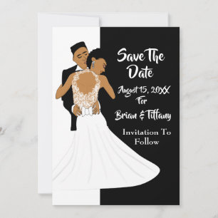 Classic African American Bride & Groom Inbjudningar