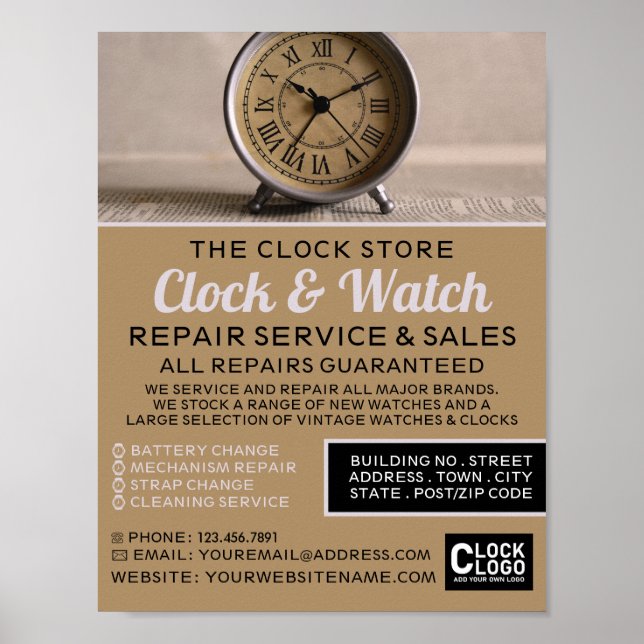 Classic Alarm Clock, Horologist Advertising Poster (Framsidan)