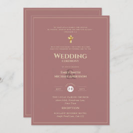 CLASSIC All-in-1 Dusty Ro Guld, katolska Bröllop Inbjudningar