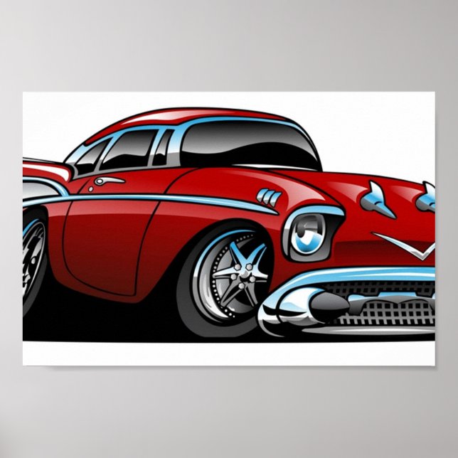 Classic American 57 Hot rod Tecknad Poster (Framsidan)