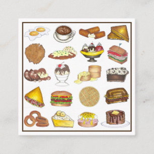 Classic American Lunch Counter Greasy Spoon Middag Fyrkantigt Visitkort