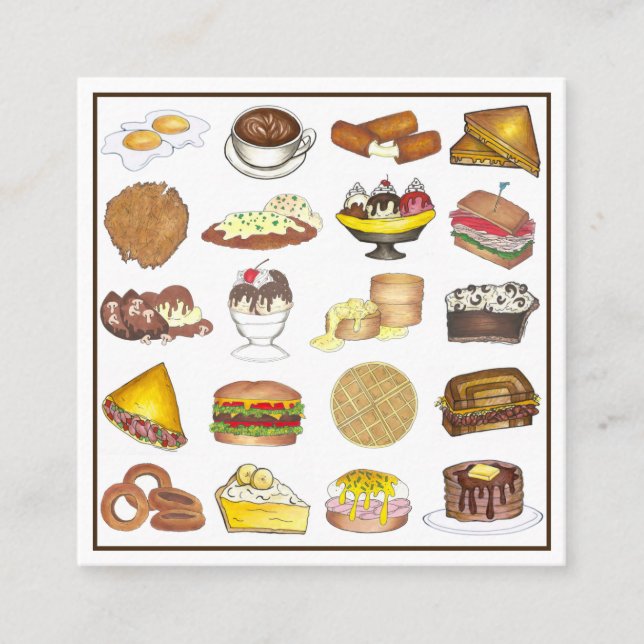 Classic American Lunch Counter Greasy Spoon Middag Fyrkantigt Visitkort (Framsida)