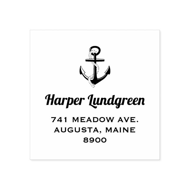 Classic Anchor Nautical Personlig Rubber Frimärke Stämpel (Tryck)