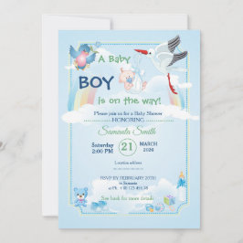Classic and cute Stork Baby Shower Invitation Inbjudningar