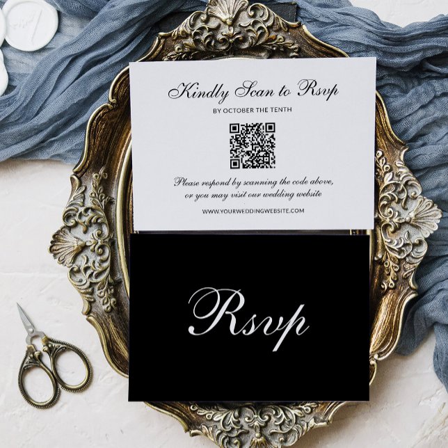 Classic and Formal Black | QR Code Wedding OSA Kort (Skapare uppladdad)