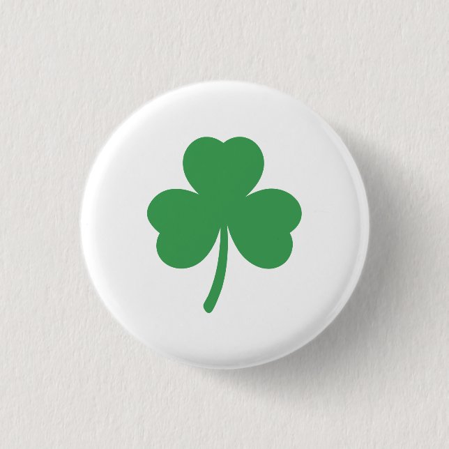 Classic and Lucky Three Leaf Clover Round Button  Knapp (Framsida)