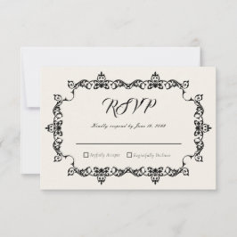 Classic Antique Ivory Ornately Framed Wedding OSA Kort