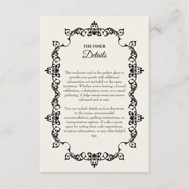 Classic Antique Ivory Ornately Framed Wedding Tilläggskort (Framsida)