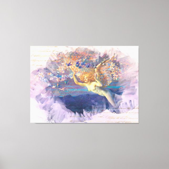 *~* Classic AP14 Angel Woman Fairy Guld Ephemera Canvastryck (Framsida)