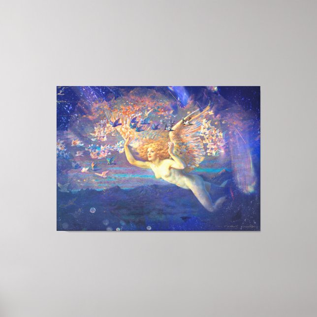 *~* Classic AP14 Angel Woman Fly Fairy Ephemera Canvastryck (Framsida)