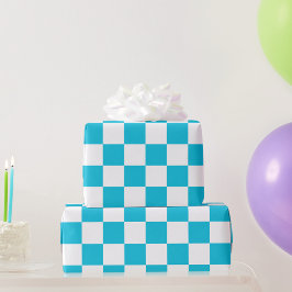 Classic aqua blue checkerboard presentpapper