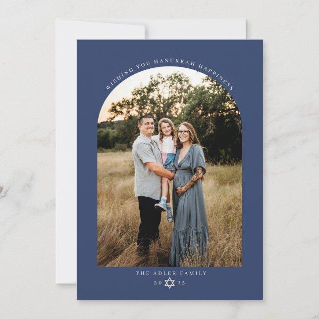 Classic Arch Hanukkah Photo Julkort (Framsida)