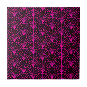 Classic Art Deco Mönster på Rosa och svart Kakelplatta