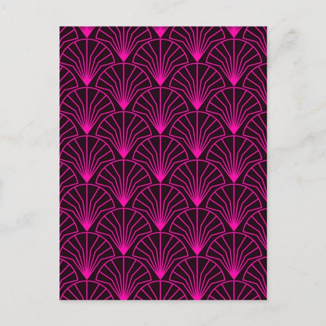 Classic Art Deco Pattern in Pink and Black Vykort (Framsida)